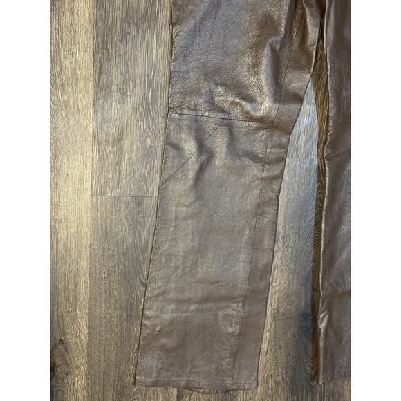 MetroStyle Chocolate Brown Leather Pants Women’s Size 14T Bootcut 36x33.5” - Picture 3 of 9